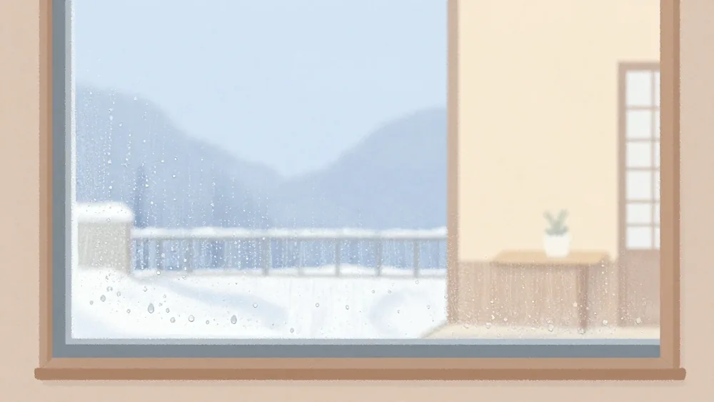 冬の窓に結露ができる仕組み(イメージ画像)