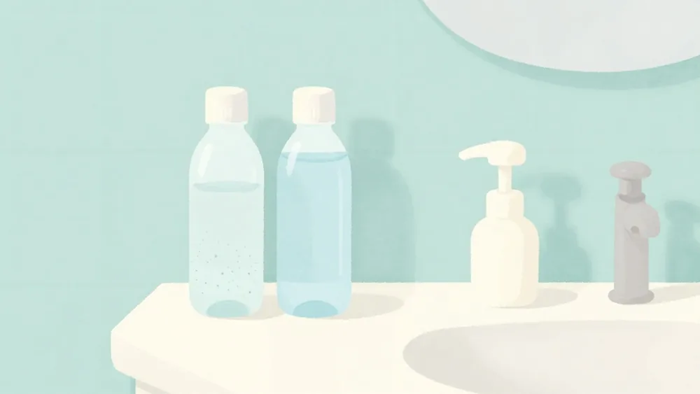 水道水はミネラルで水垢がたまりやすく、精製水は水垢がたまりにくい。毎日たっぷり使う人は精製水が楽(イメージ画像)