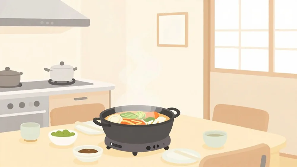 深なべタイプは煮る・蒸す・炊く・揚げるが得意。鍋・すき焼き・おでんなど汁物を食卓で楽しむ人向き(イメージ画像)