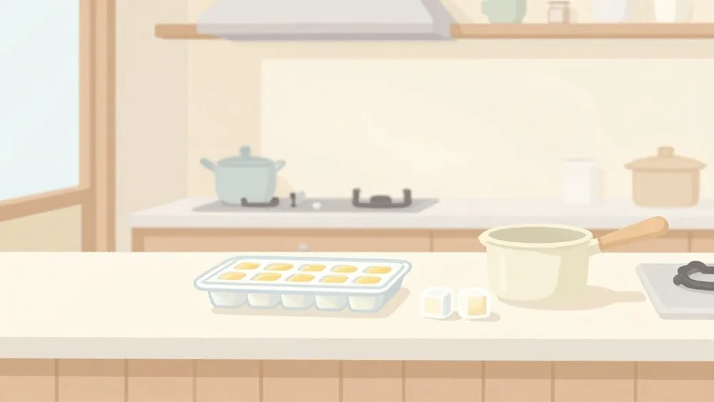 なめらかにした離乳食は製氷皿で1回分ずつ小分け冷凍。使う分だけ取り出して加熱すれば毎日がラクに（イメージ画像）