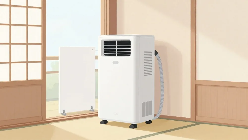 窓パネルに排熱ダクトを固定し、熱を屋外へ。これがいちばん冷える基本形(イメージ画像)